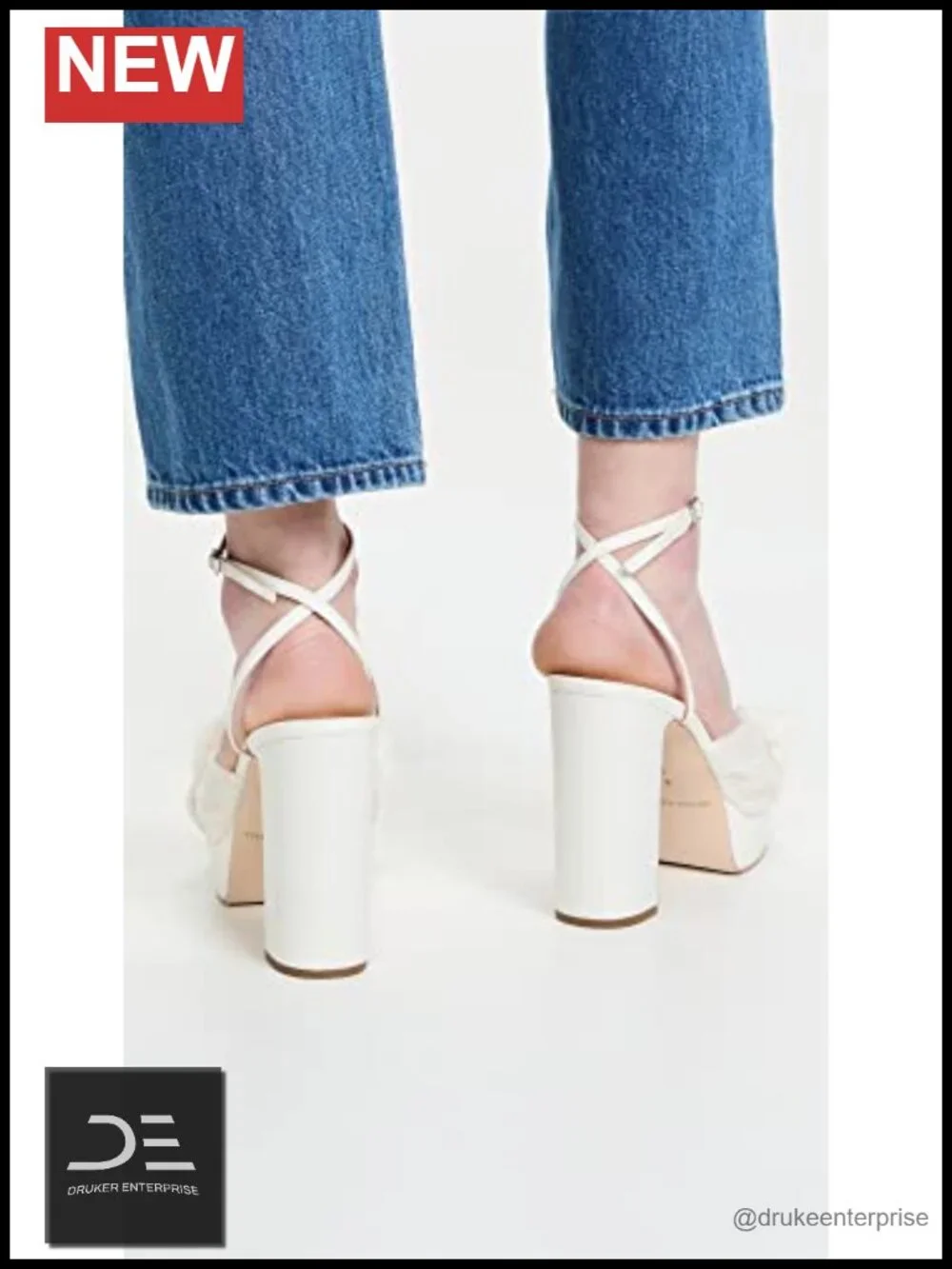 Chiffon Platform Pleated Bow Heels Chunky 4.5in Block Heel Ankle Strap